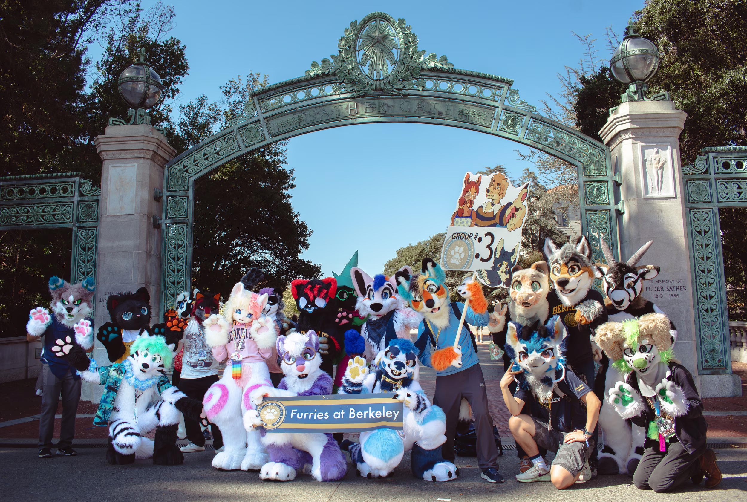 2024-08-25 - Group Photo at the Sather Gate - Berkeley Furmeet (Berkeley, CA)