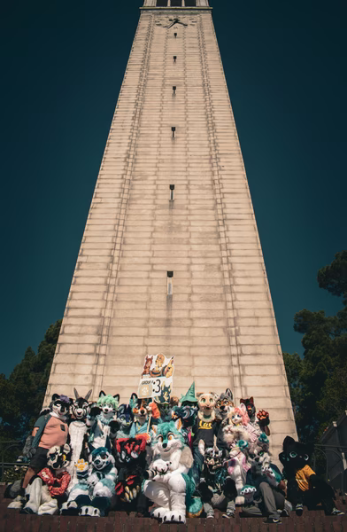 2024-08-25 - Group Photo at the Campanile (Sather Tower) - Berkeley Furmeet (Berkeley, CA)
